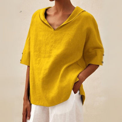Damen Bluse Locker V Ausschnitt Freizeit Oberteil