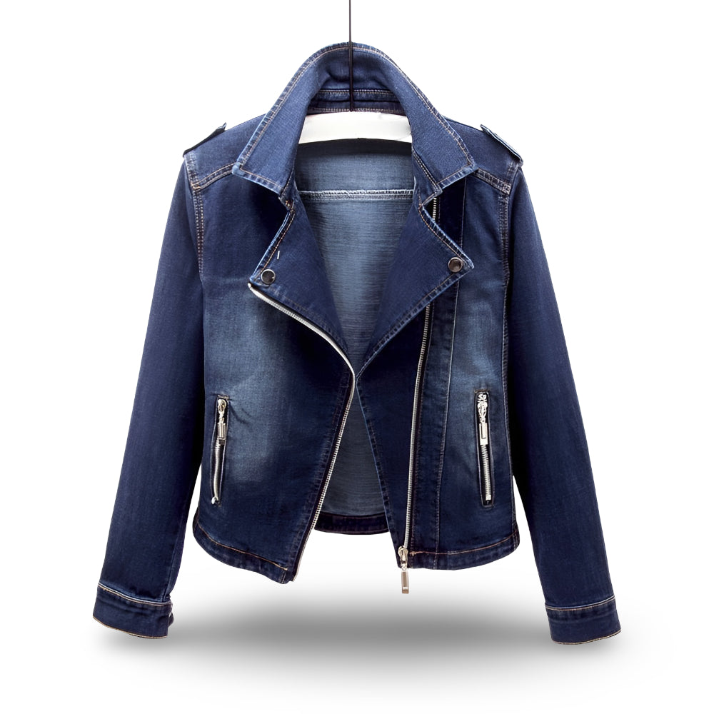 Damen Jacke Bikerlook Reißverschluss Alltagslook