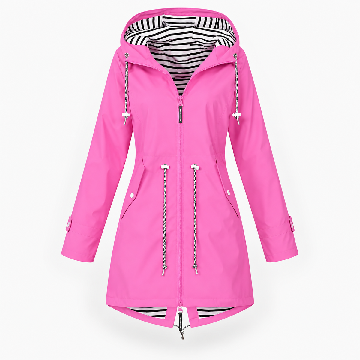 Damen Lange Modische Regenjacke Mit Kapuze | Regenjacke