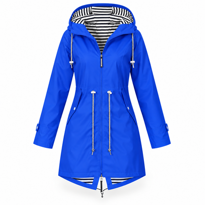 Damen Lange Modische Regenjacke Mit Kapuze | Regenjacke