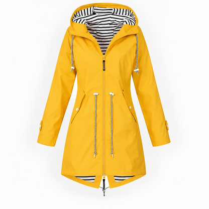 Damen Lange Modische Regenjacke Mit Kapuze | Regenjacke