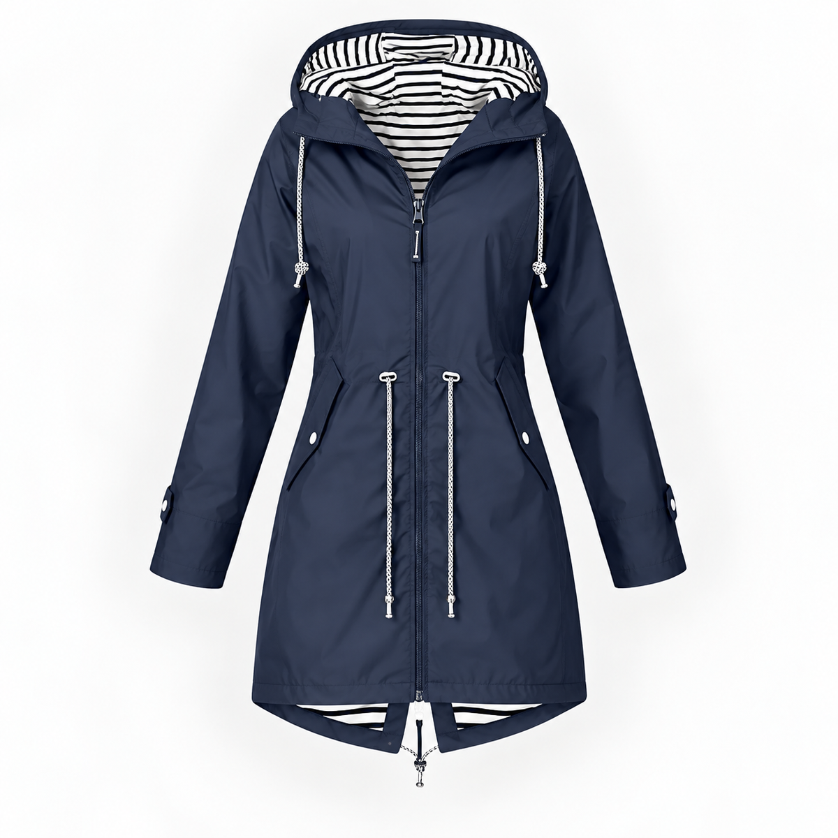 Damen Lange Modische Regenjacke Mit Kapuze | Regenjacke