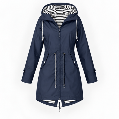 Damen Lange Modische Regenjacke Mit Kapuze | Regenjacke