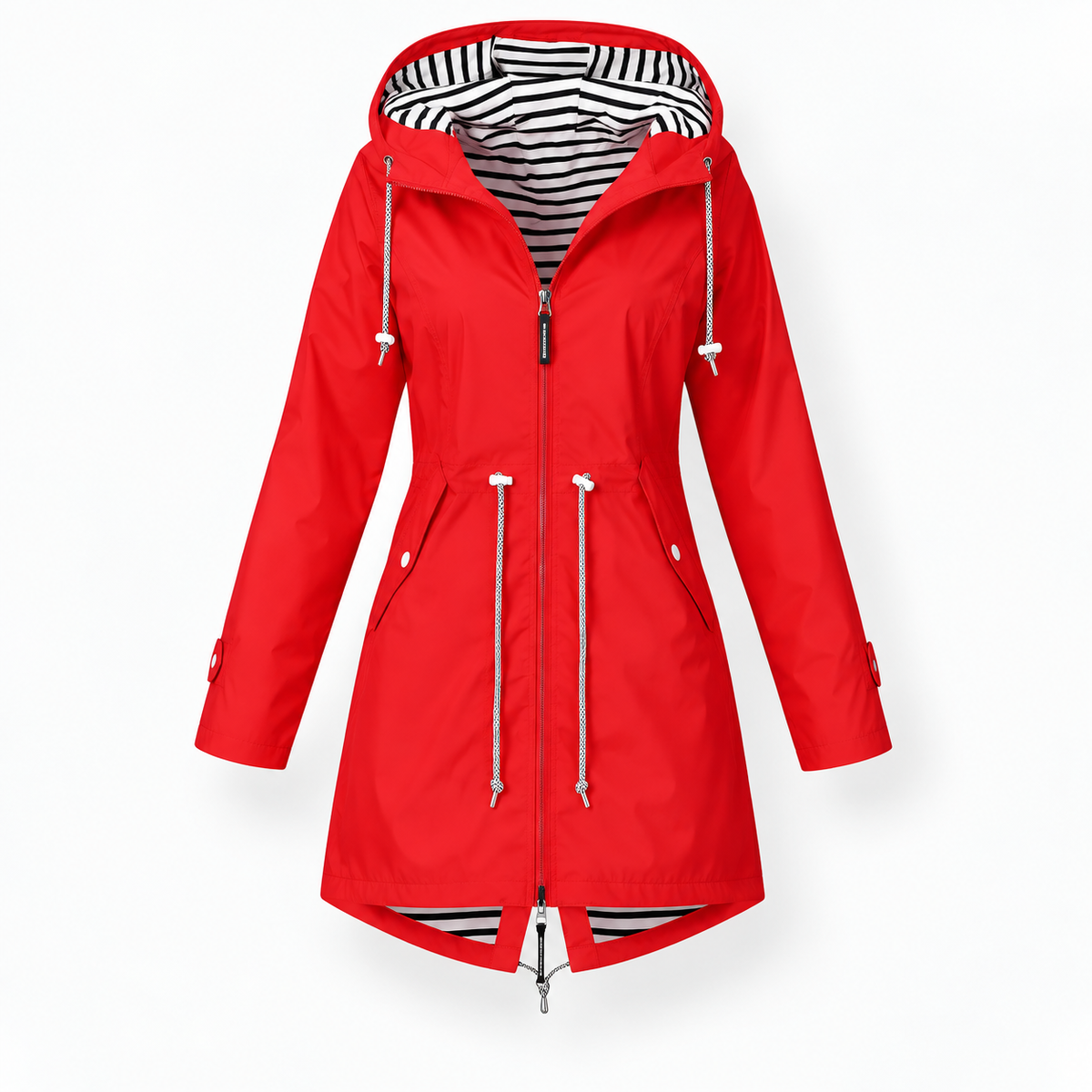 Damen Lange Modische Regenjacke Mit Kapuze | Regenjacke