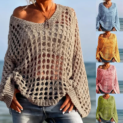 Pull femme pull en tricot col en V haut décontracté d'été