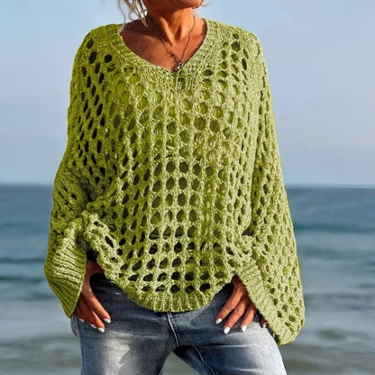 Pull femme pull en tricot col en V haut décontracté d'été