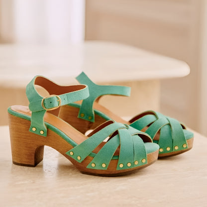 Sandalias de mujer con tacón bloque y tiras, zapatos de verano