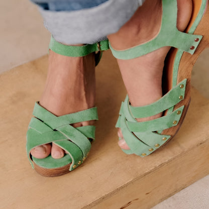 Sandalias de mujer con tacón bloque y tiras, zapatos de verano