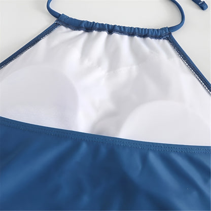 Bañador tankini de mujer para playa con cuello halter