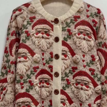 Damen Hässlicher Weihnachts Strickjacke Cardigan Warm Bedruckt