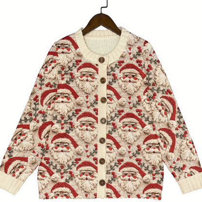 Damen Hässlicher Weihnachts Strickjacke Cardigan Warm Bedruckt