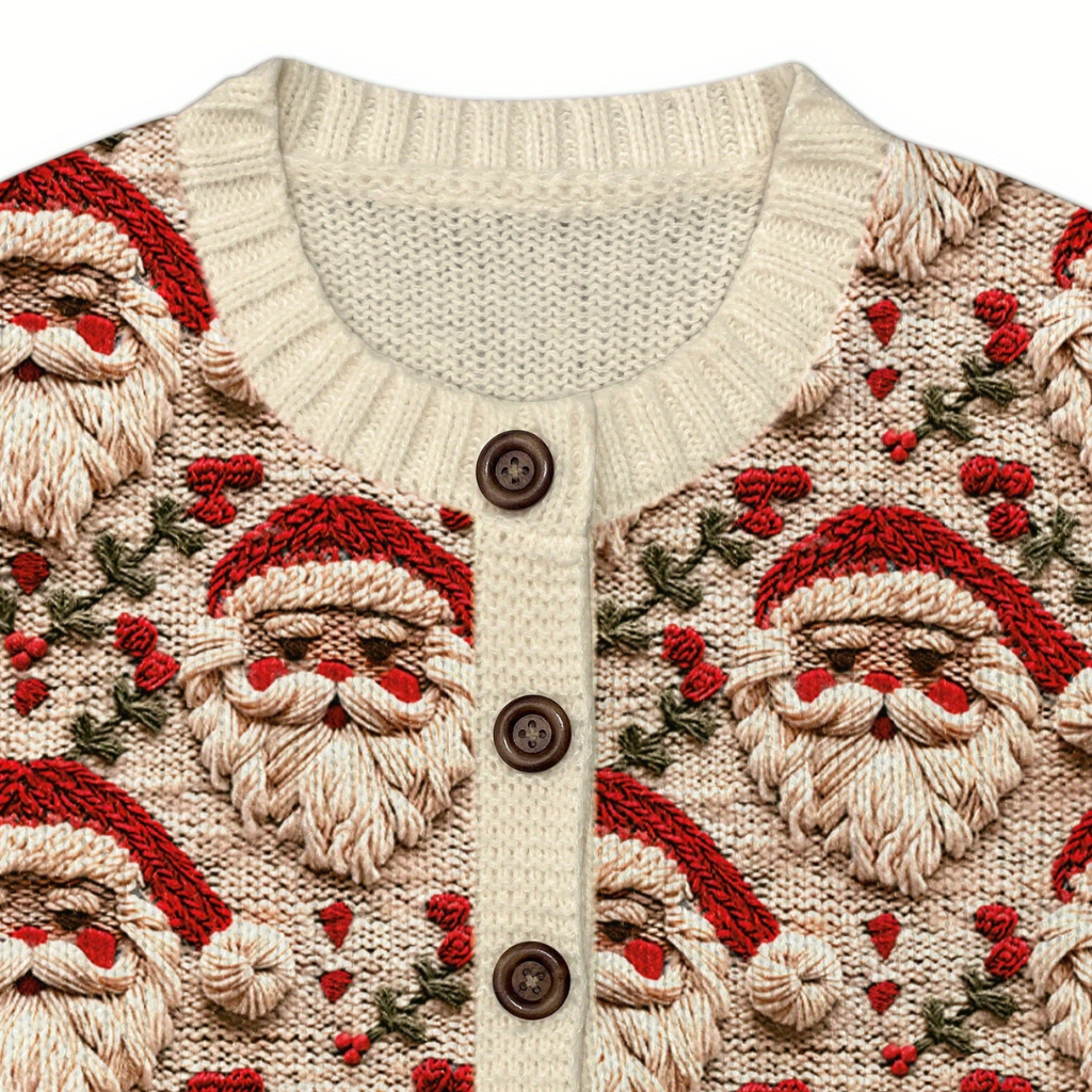 Damen Hässlicher Weihnachts Strickjacke Cardigan Warm Bedruckt