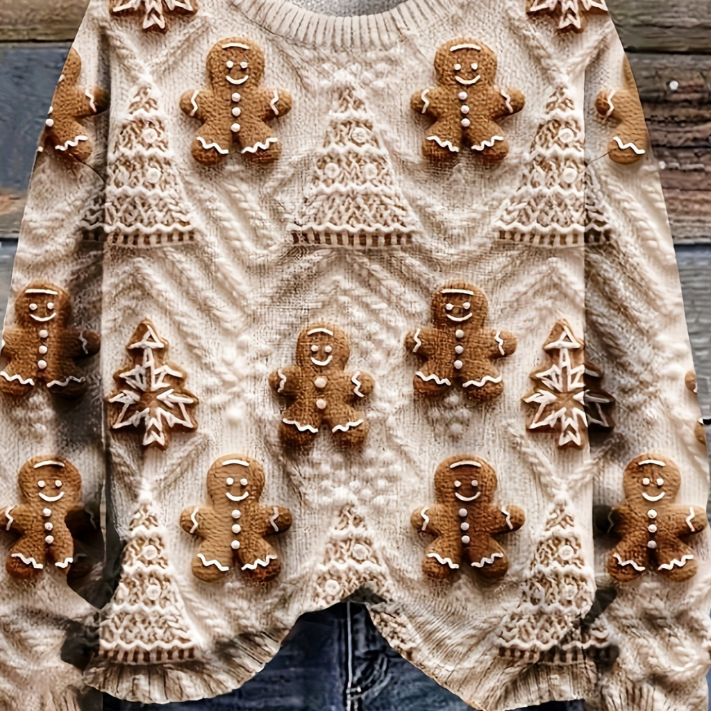 Damen Hässlicher Weihnachtspullover Strick Oversize Warm