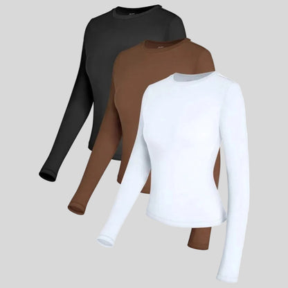 Women's Slim Fit Long Sleeve Shirt Solid Color for Office and Everyday