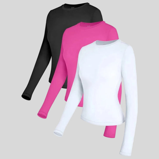 Damen Langarmshirt Slim Fit einfarbig Büro Alltag