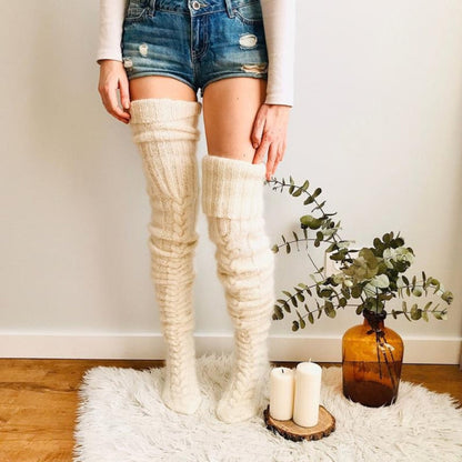 Calcetines de punto hasta la rodilla para mujer Calientes Largos Cómodos Diario