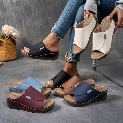 Sandali da donna con zeppa, slip-on, scarpe casual per tutti i giorni