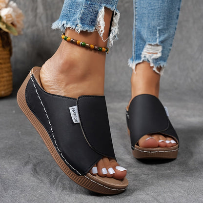 Sandali da donna con zeppa, slip-on, scarpe casual per tutti i giorni
