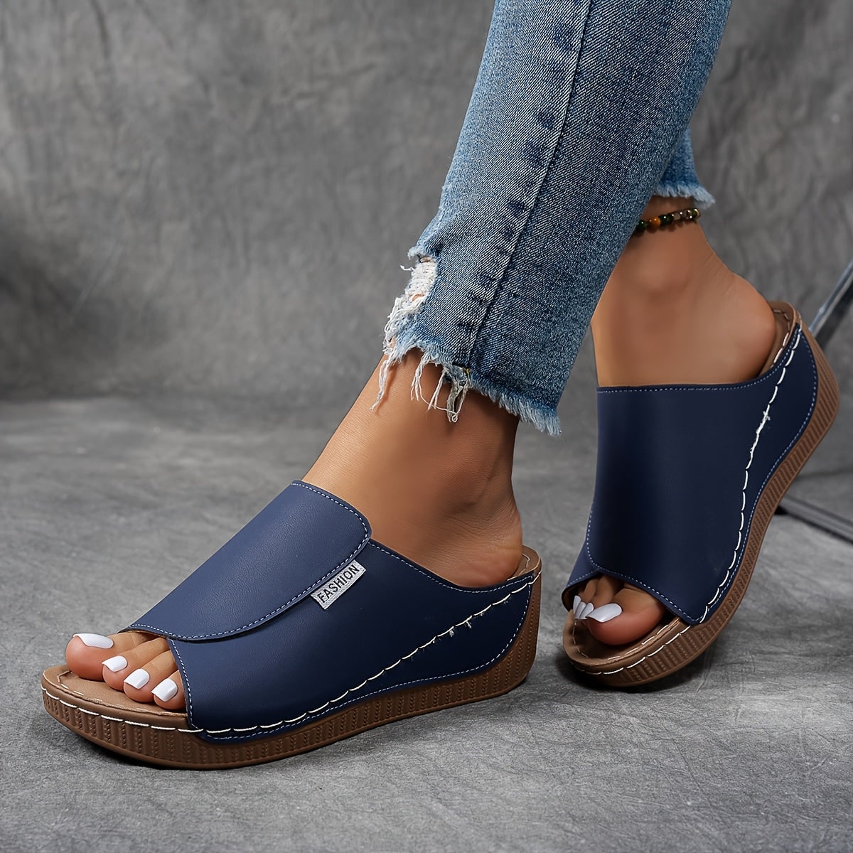 Sandali da donna con zeppa, slip-on, scarpe casual per tutti i giorni