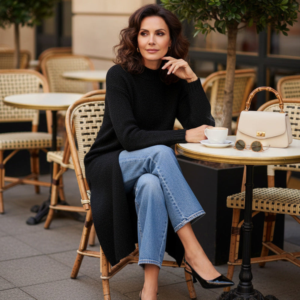 Damen Strick Schmal Geschnitten Kleid Langarm Winter Maxi