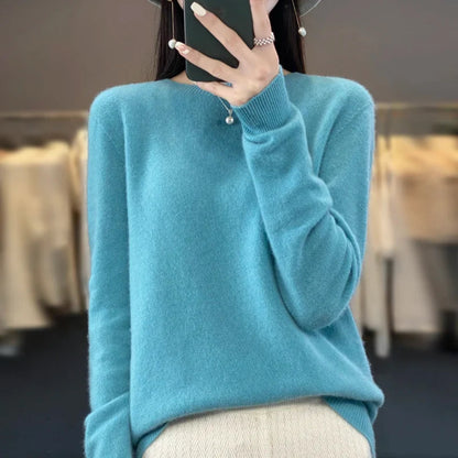 Damen Weicher Feinstrick Pullover Langarm Rundhals