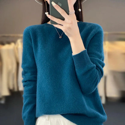 Damen Weicher Feinstrick Pullover Langarm Rundhals