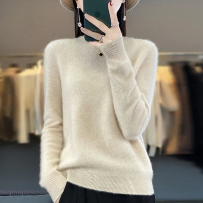 Damen Weicher Feinstrick Pullover Langarm Rundhals