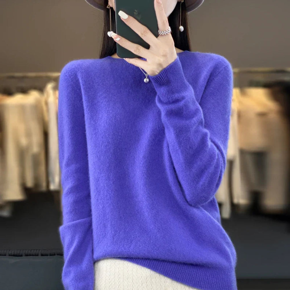 Damen Weicher Feinstrick Pullover Langarm Rundhals