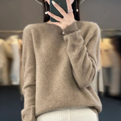Damen Weicher Feinstrick Pullover Langarm Rundhals