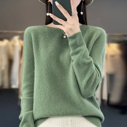 Damen Weicher Feinstrick Pullover Langarm Rundhals