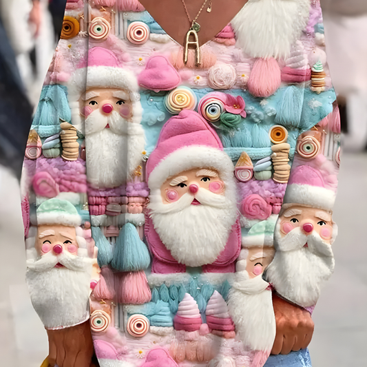 Damen Weihnachts Pullover Warm Oversize Sweatshirt Lang Strick