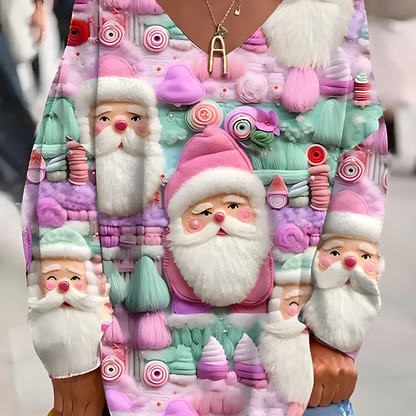 Damen Weihnachts Pullover Warm Oversize Sweatshirt Lang Strick