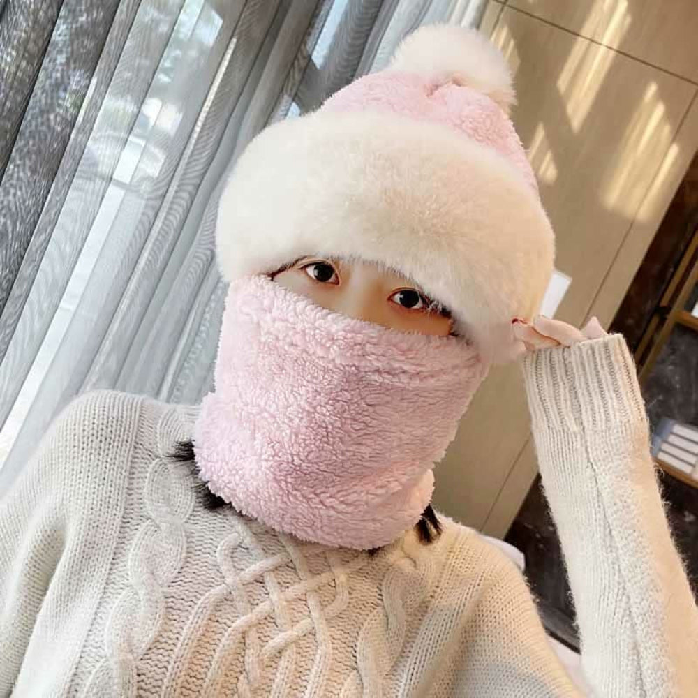 Damen Winter Beanie Mütze Set Warm Kuschelig