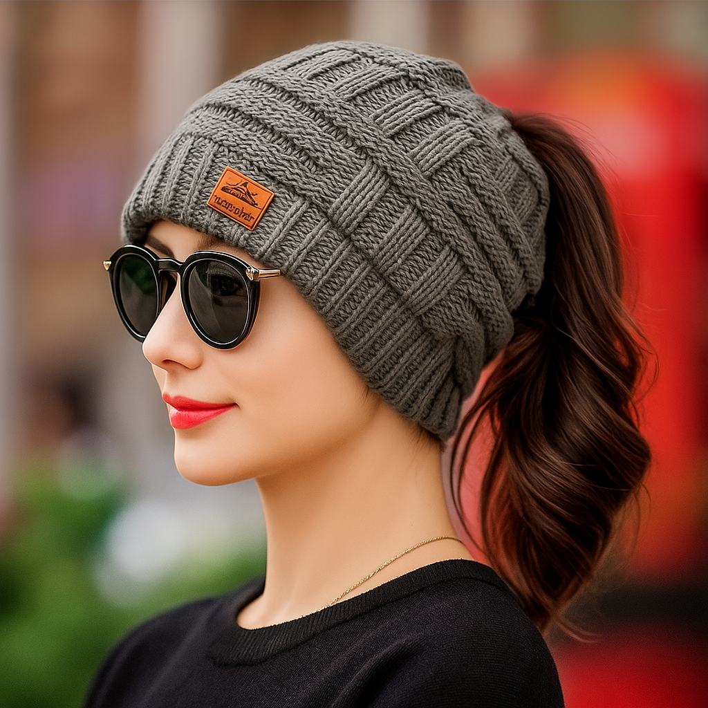 Damen Winter Beanie Strickmütze Zopfmuster Geschenk Warm Mütze