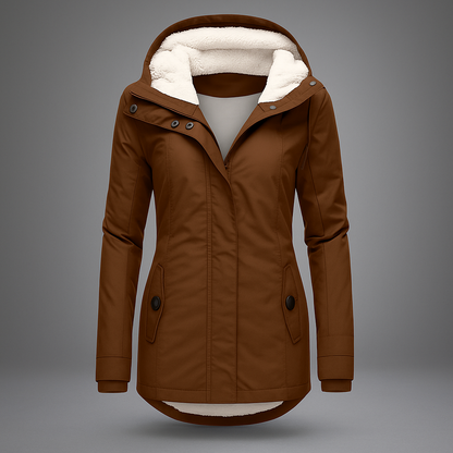 Damen Winter Warme Jacke Lang Gefüttert Parkastil