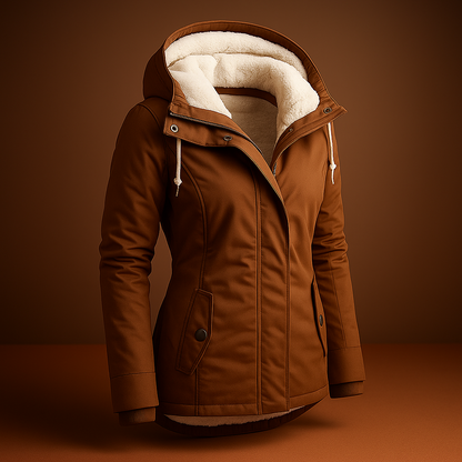 Damen Winter Warme Jacke Lang Gefüttert Parkastil