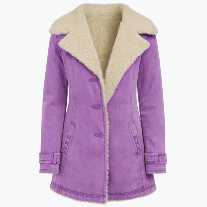 Damen Winter Warme Jacke Lange Sherpa Thermo Thermojacke