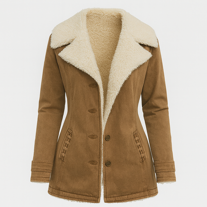 Damen Winter Warme Jacke Lange Sherpa Thermo Thermojacke