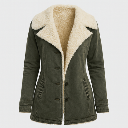 Damen Winter Warme Jacke Lange Sherpa Thermo Thermojacke