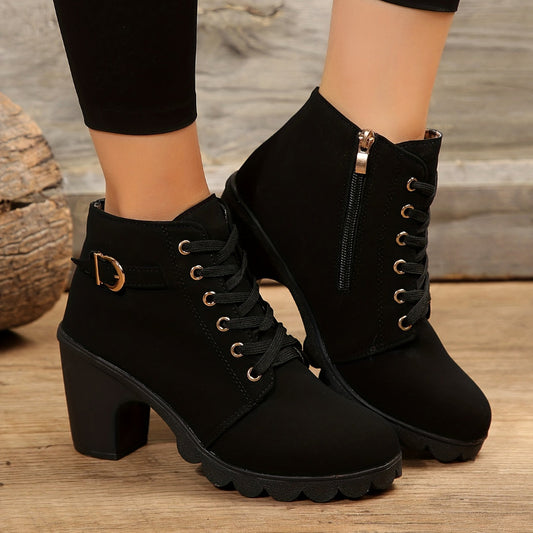 Women's ankle boots, heeled boots, lace-up boots, everyday casual