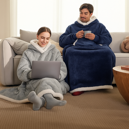 Decke Fleece Sherpa Tragbare Kuscheldecke Kapuze