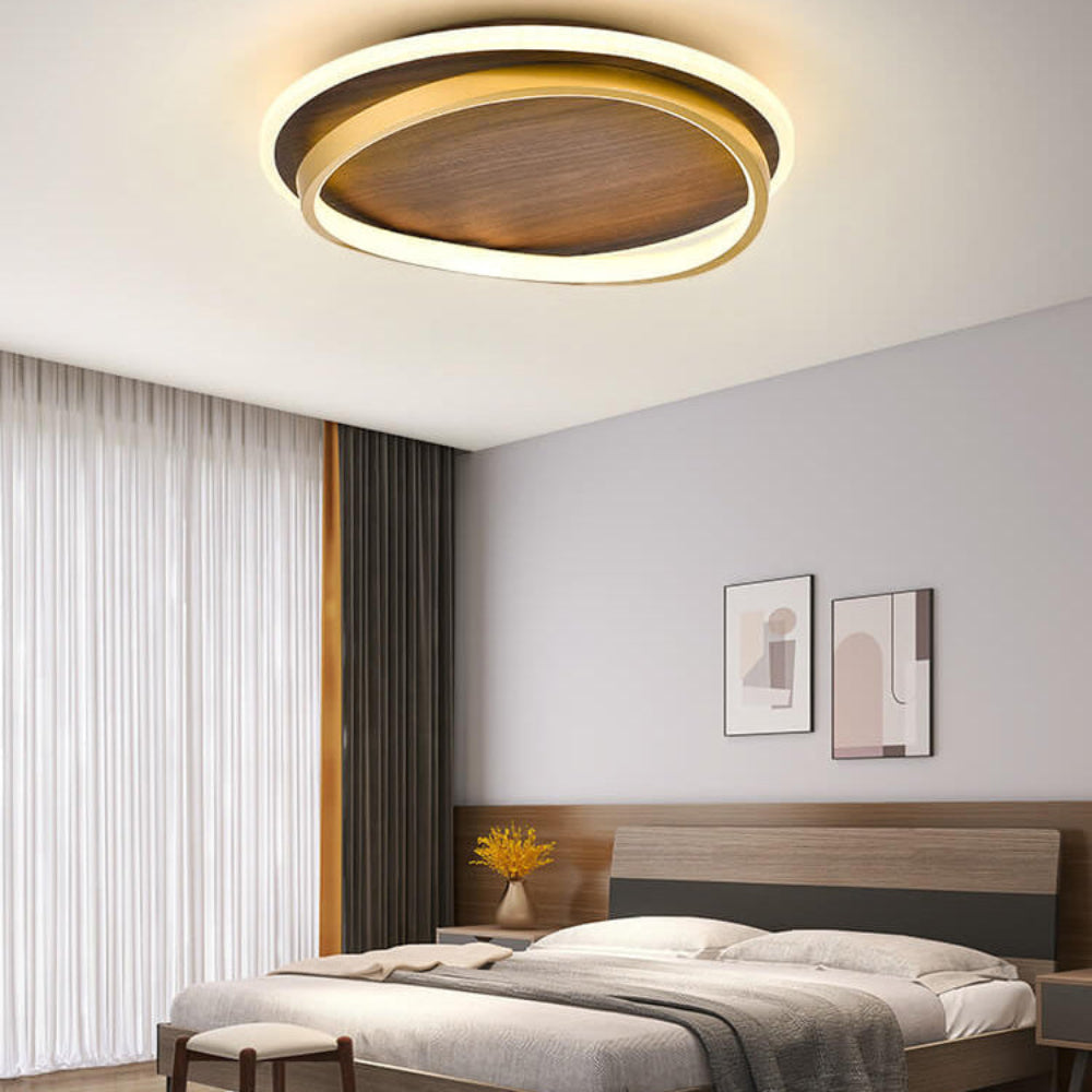 Ceiling Light LED Modern Wood Look Round Warm Room Light
