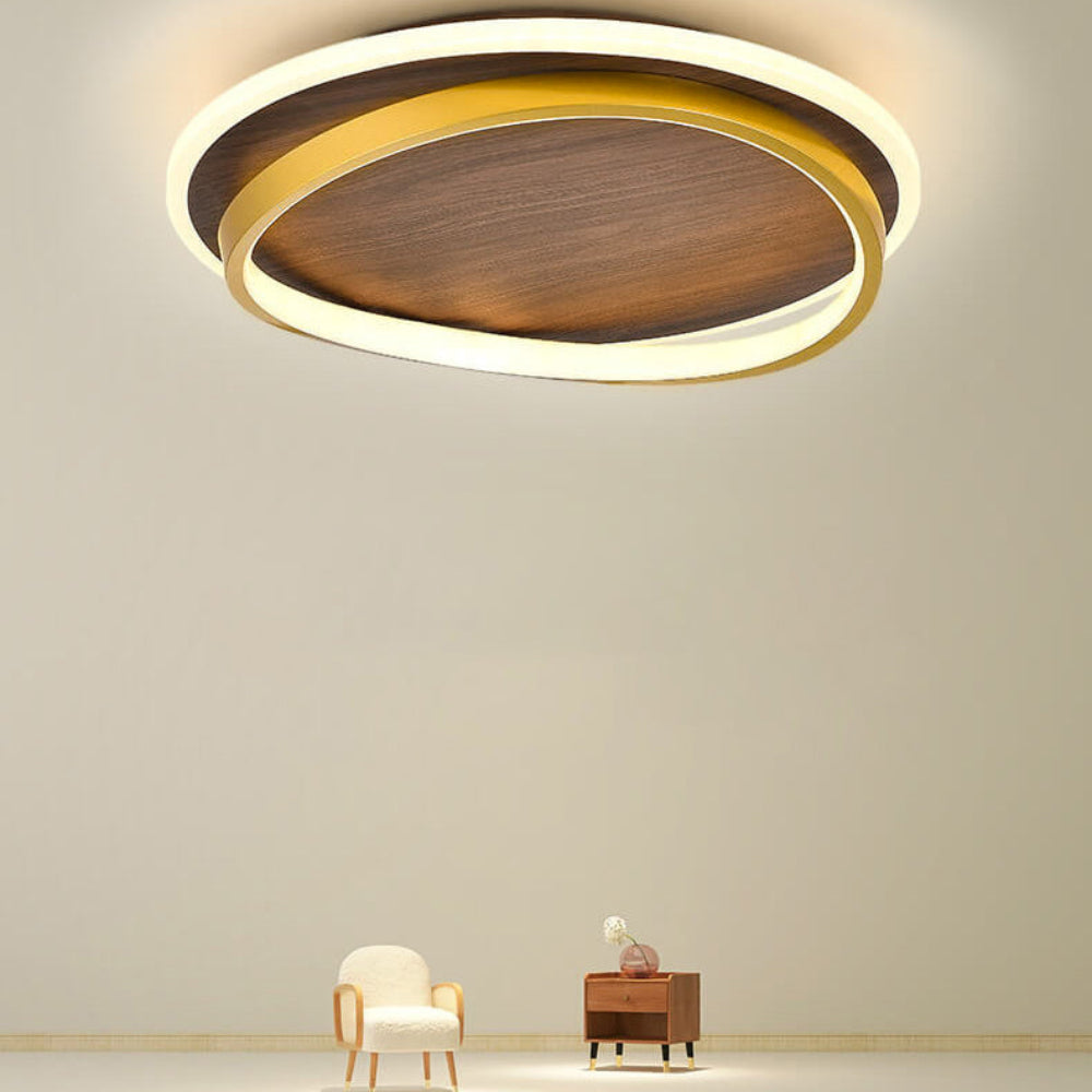 Ceiling Light LED Modern Wood Look Round Warm Room Light