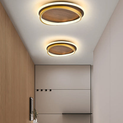 Ceiling Light LED Modern Wood Look Round Warm Room Light