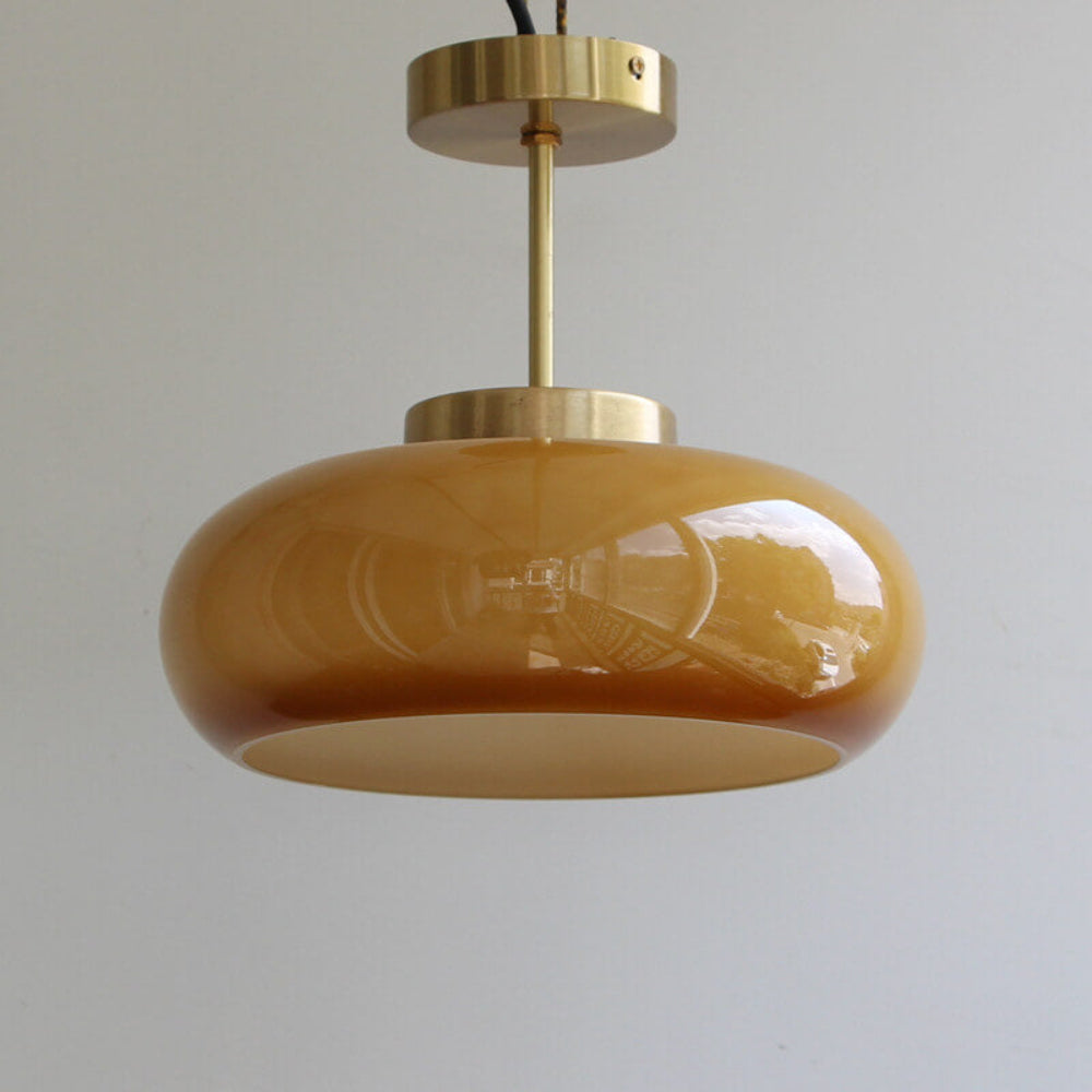 Plafonnier verre laiton moderne semi-encastré