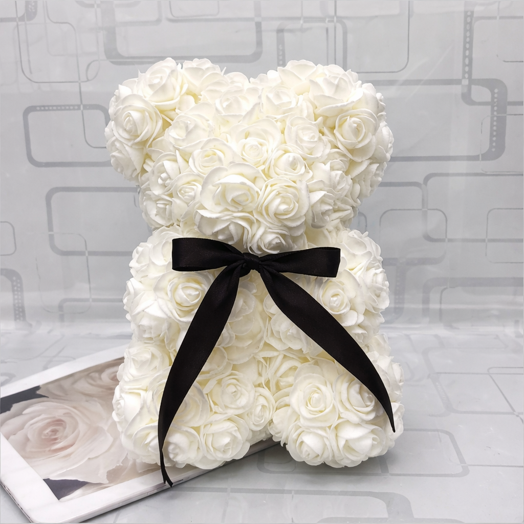 Decorative Bear Rose Design Gift Figurine Table Decoration