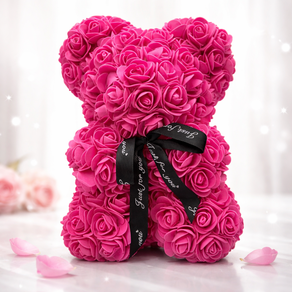 Decorative Bear Rose Design Gift Figurine Table Decoration