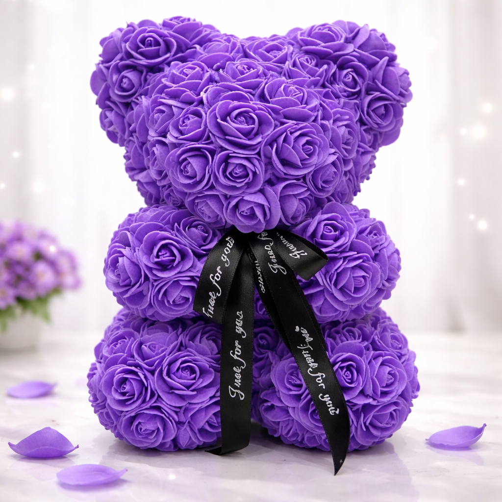 Decorative Bear Rose Design Gift Figurine Table Decoration