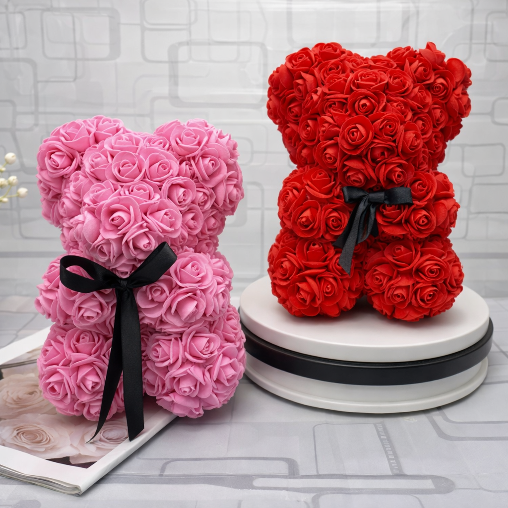 Decorative Bear Rose Design Gift Figurine Table Decoration