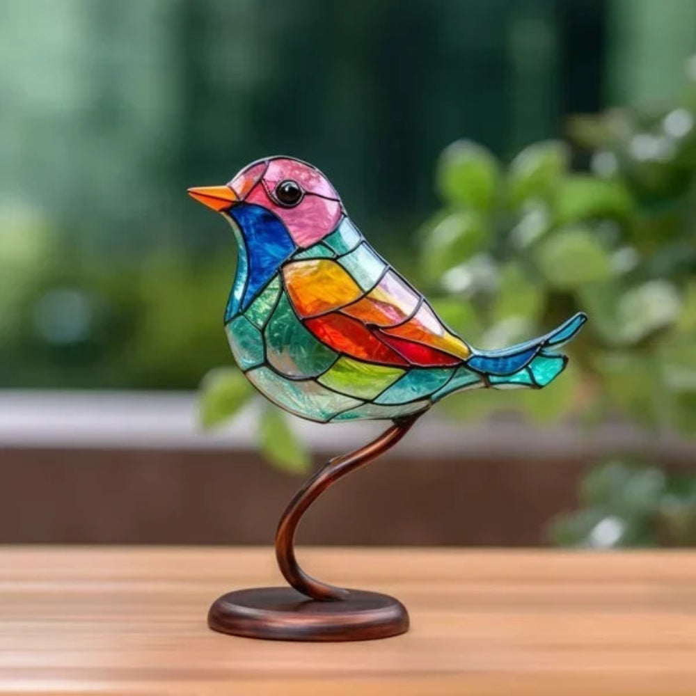 Dekofigur Glas Skulptur Vogel Bunt Handgefertigt Wohnkultur